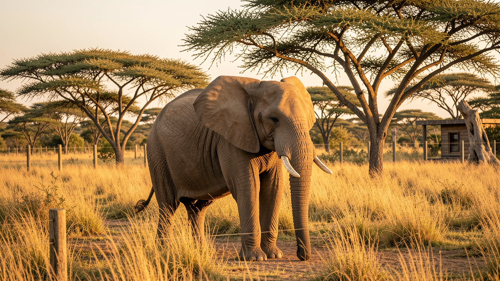African elephants in spacious savanna enclosure